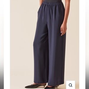 NWT Eskandar silk navy Wide-Leg Pants